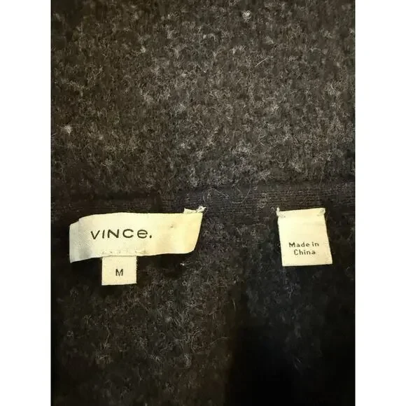 Vince Womens Black Long Brushed Wool Alpaca One Button Jacket Overcoat M $695 - Picture 6 of 10